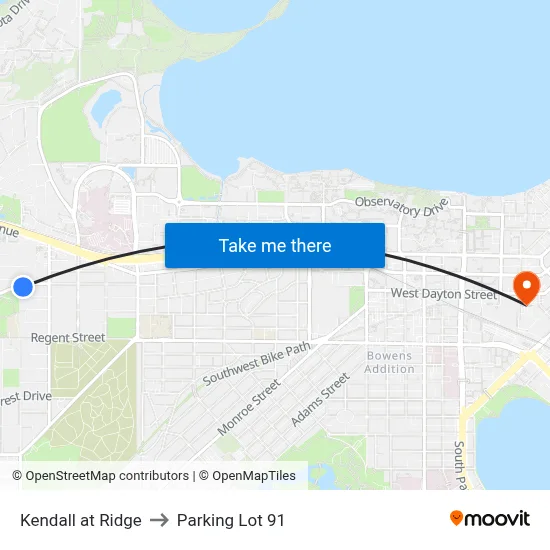Kendall at Ridge to Parking Lot 91 map