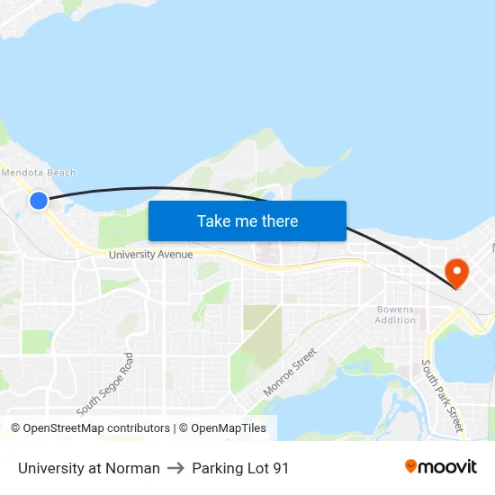 University at Norman to Parking Lot 91 map