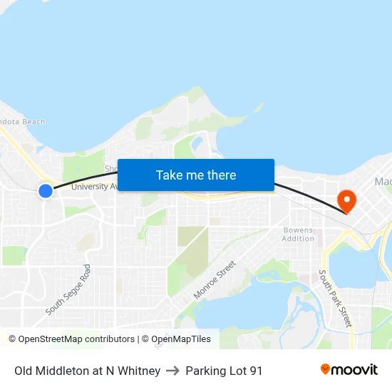 Old Middleton at N Whitney to Parking Lot 91 map