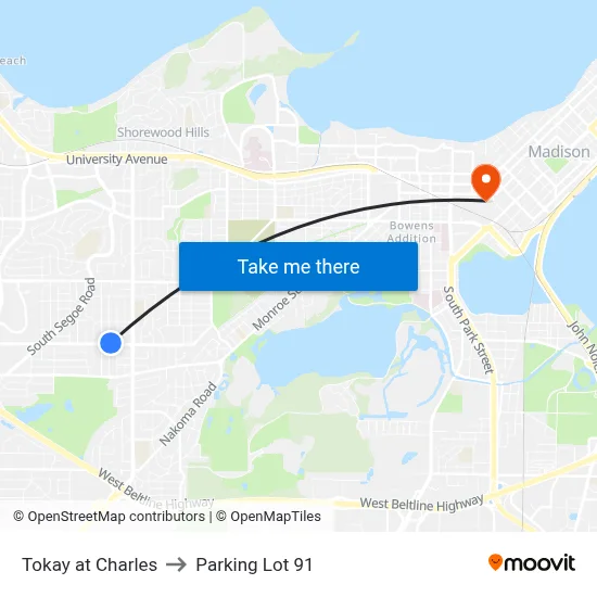 Tokay at Charles to Parking Lot 91 map