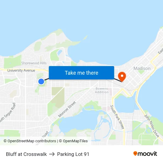 Bluff at Crosswalk to Parking Lot 91 map