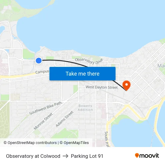 Observatory at Colwood to Parking Lot 91 map