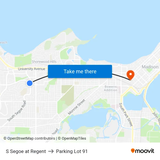S Segoe at Regent to Parking Lot 91 map