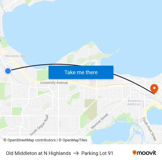 Old Middleton at N Highlands to Parking Lot 91 map