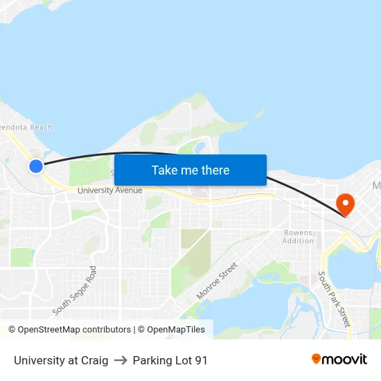 University at Craig to Parking Lot 91 map