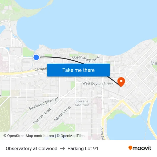Observatory at Colwood to Parking Lot 91 map
