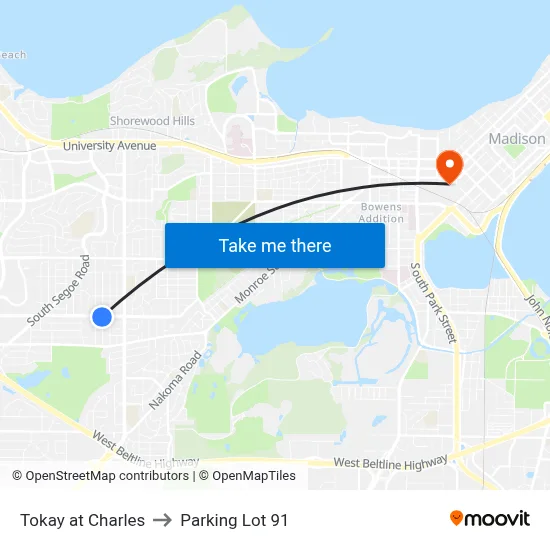 Tokay at Charles to Parking Lot 91 map