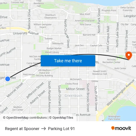 Regent at Spooner to Parking Lot 91 map