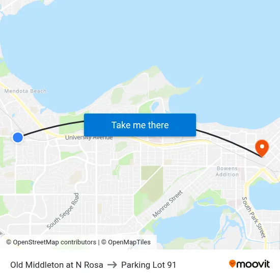 Old Middleton at N Rosa to Parking Lot 91 map