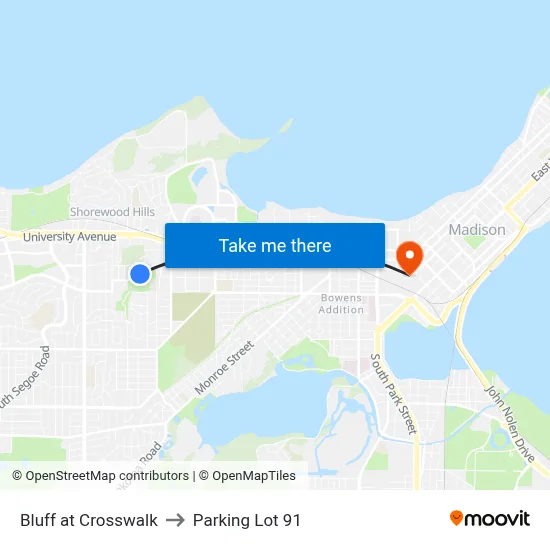 Bluff at Crosswalk to Parking Lot 91 map
