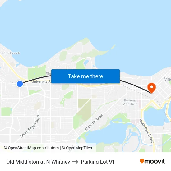 Old Middleton at N Whitney to Parking Lot 91 map