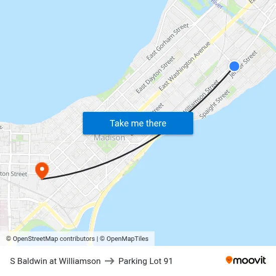 S Baldwin at Williamson to Parking Lot 91 map