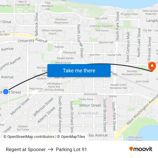 Regent at Spooner to Parking Lot 91 map