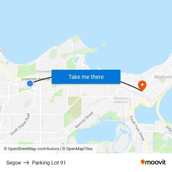 Segoe to Parking Lot 91 map