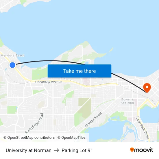 University at Norman to Parking Lot 91 map