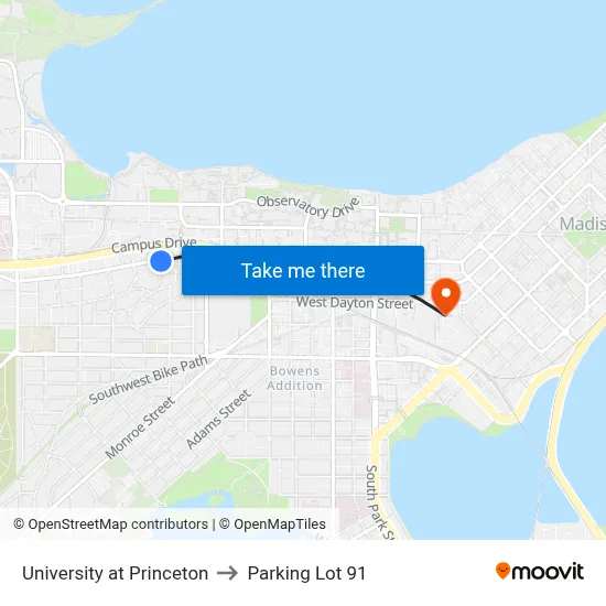 University at Princeton to Parking Lot 91 map