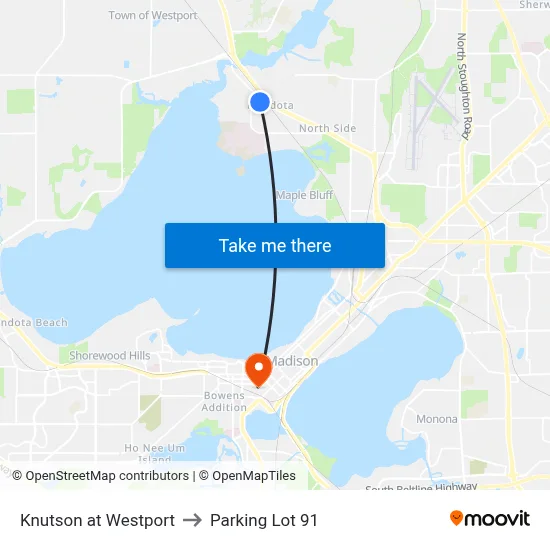 Knutson at Westport to Parking Lot 91 map