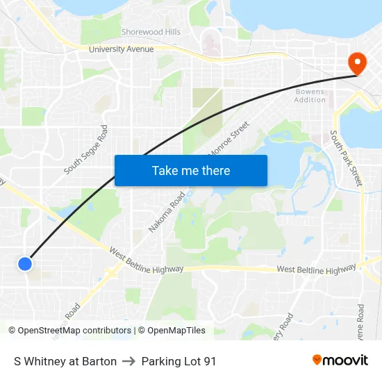 S Whitney at Barton to Parking Lot 91 map