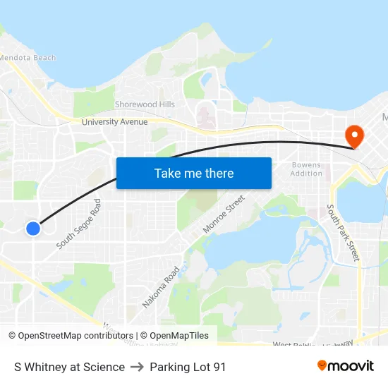 S Whitney at Science to Parking Lot 91 map