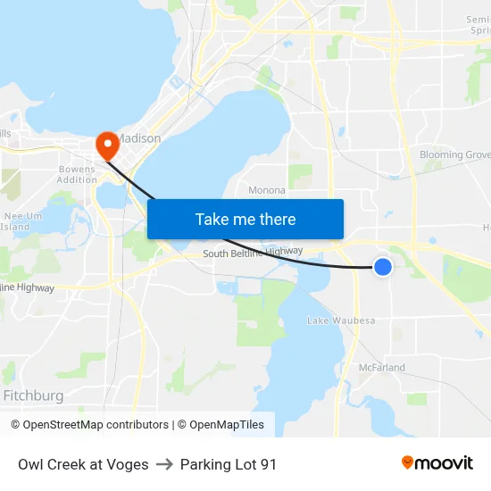 Owl Creek at Voges to Parking Lot 91 map