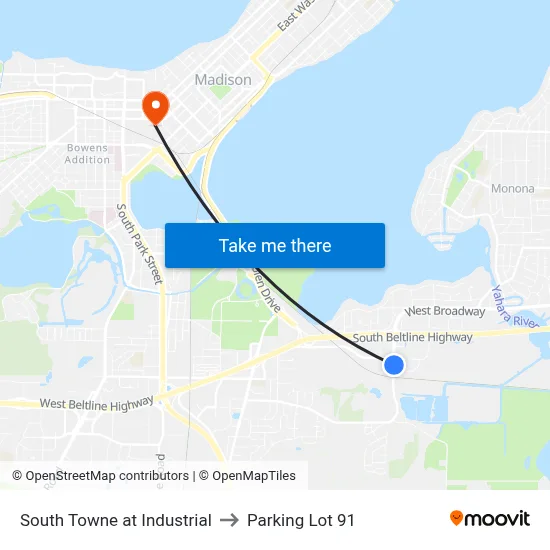 South Towne at Industrial to Parking Lot 91 map