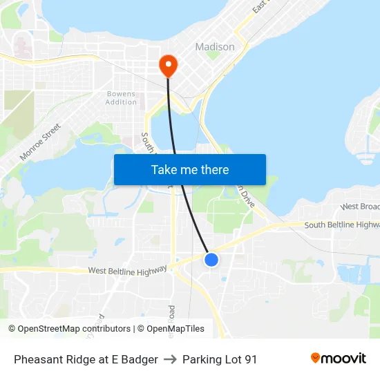 Pheasant Ridge at E Badger to Parking Lot 91 map