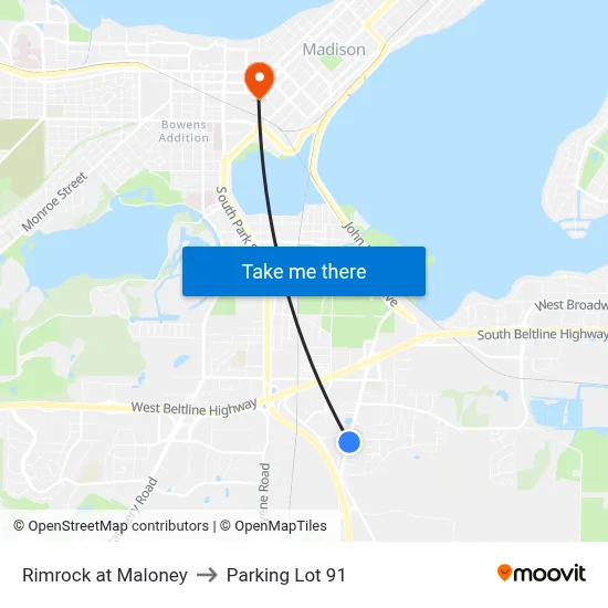 Rimrock at Maloney to Parking Lot 91 map
