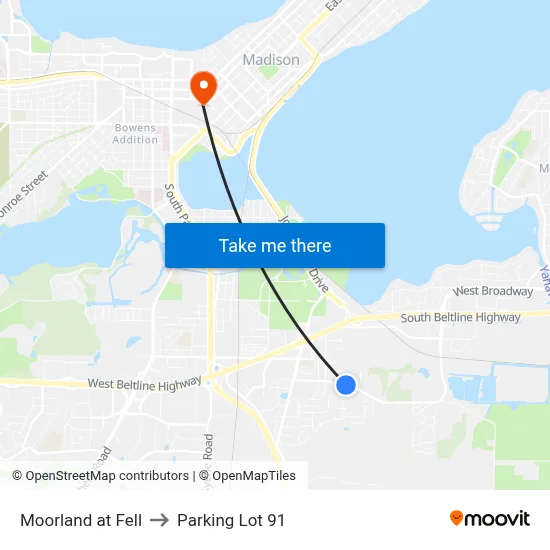 Moorland at Fell to Parking Lot 91 map