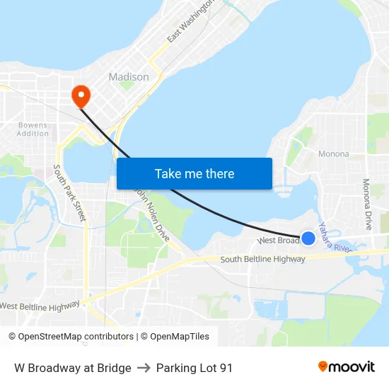 W Broadway at Bridge to Parking Lot 91 map