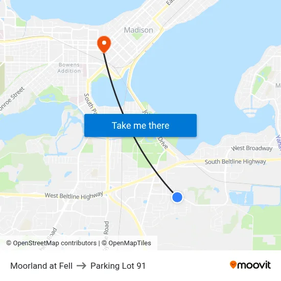 Moorland at Fell to Parking Lot 91 map