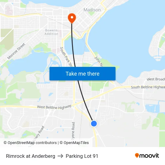 Rimrock at Anderberg to Parking Lot 91 map