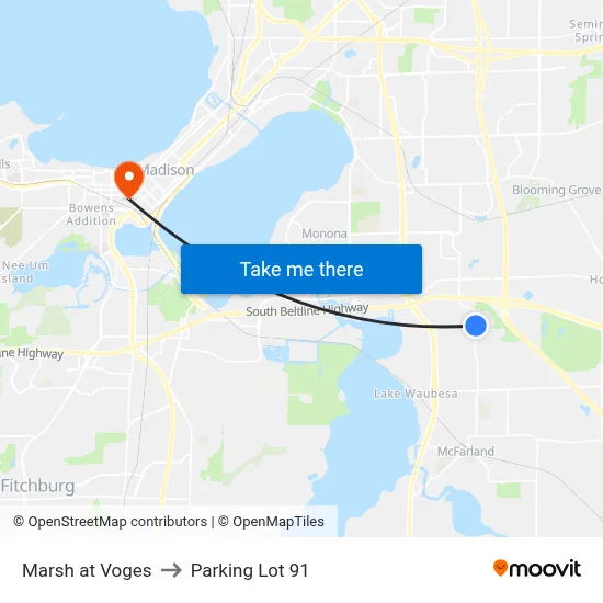 Marsh at Voges to Parking Lot 91 map