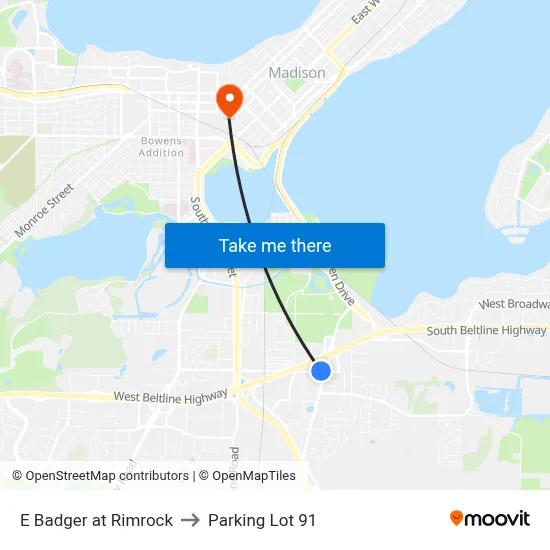E Badger at Rimrock to Parking Lot 91 map