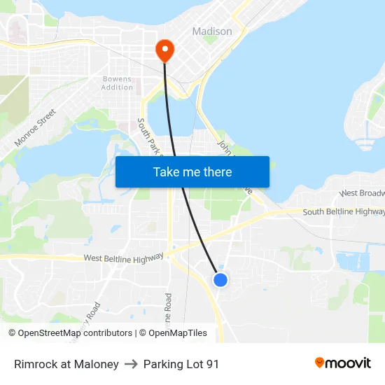 Rimrock at Maloney to Parking Lot 91 map