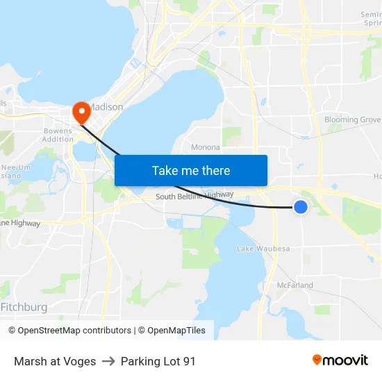 Marsh at Voges to Parking Lot 91 map
