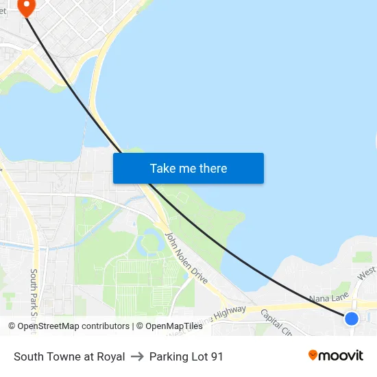 South Towne at Royal to Parking Lot 91 map