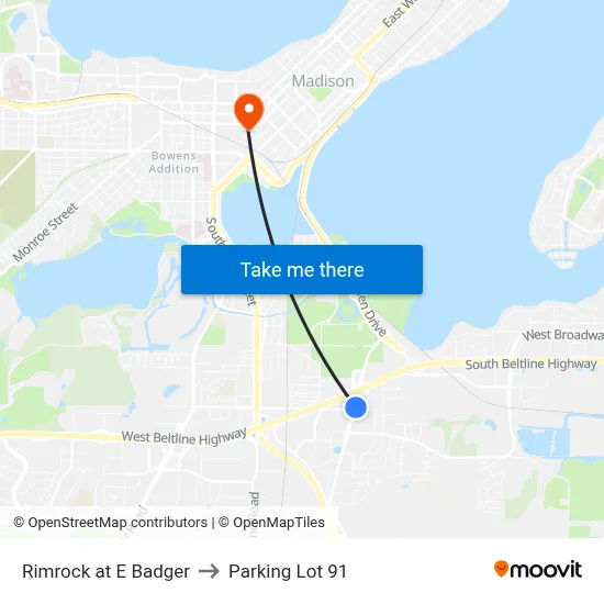 Rimrock at E Badger to Parking Lot 91 map