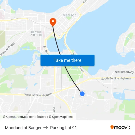 Moorland at Badger to Parking Lot 91 map