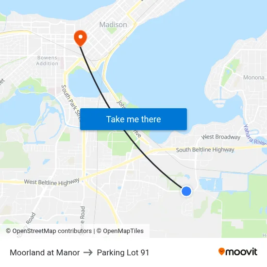 Moorland at Manor to Parking Lot 91 map