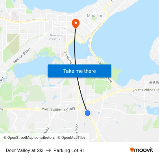 Deer Valley at Ski to Parking Lot 91 map