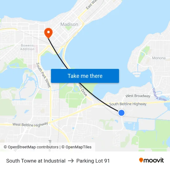 South Towne at Industrial to Parking Lot 91 map