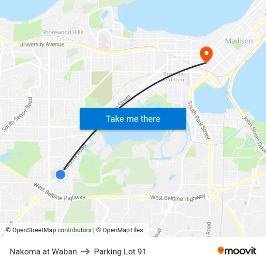 Nakoma at Waban to Parking Lot 91 map