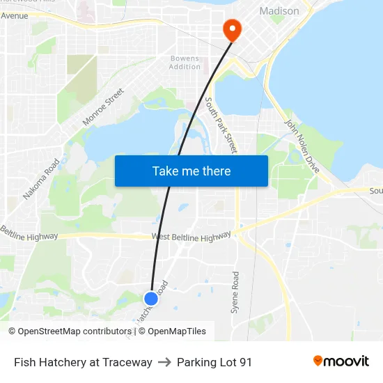 Fish Hatchery at Traceway to Parking Lot 91 map