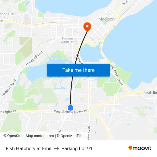 Fish Hatchery at Emil to Parking Lot 91 map