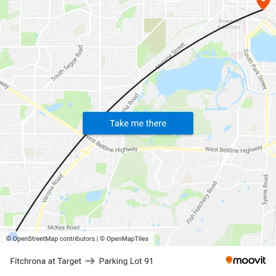 Fitchrona at Target to Parking Lot 91 map