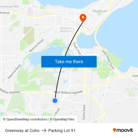Greenway at Coho to Parking Lot 91 map