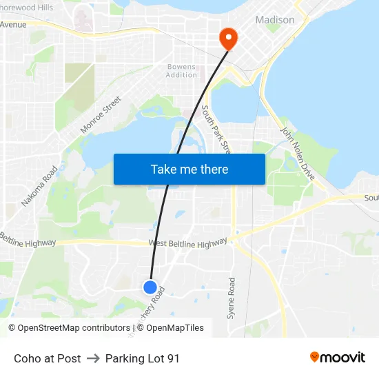 Coho at Post to Parking Lot 91 map