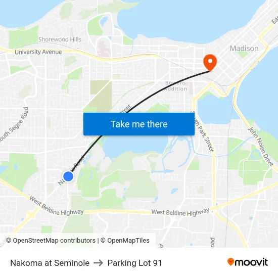 Nakoma at Seminole to Parking Lot 91 map