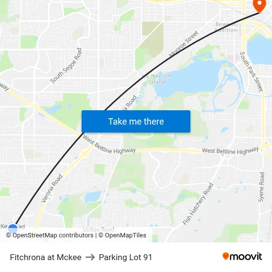Fitchrona at Mckee to Parking Lot 91 map