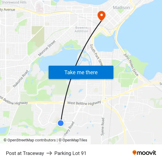 Post at Traceway to Parking Lot 91 map